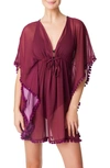 Bleu By Rod Beattie Pompom Cover-up Caftan In Pomegranate