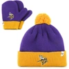 47 INFANT '47 PURPLE/GOLD MINNESOTA VIKINGS BAM BAM CUFFED KNIT HAT WITH POM AND MITTENS SET