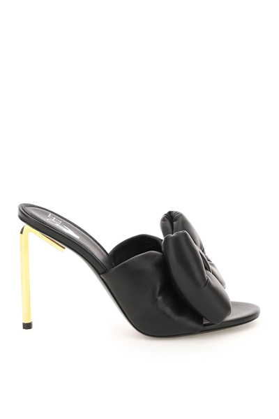 Off-white Off White Leather Allen Bow Mules In Black