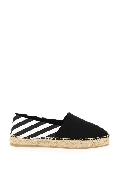 Off-white Off White Striped Espadrillas In Black