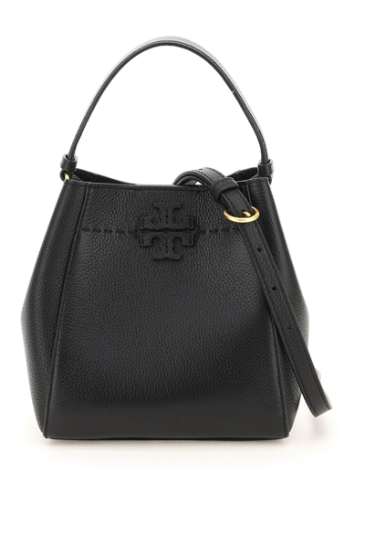 Tory Burch Grained Leather Mcgraw Bucket Bag In Black