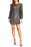 Bb Dakota By Steve Madden Long Sleeve Sequin Dress In Black
