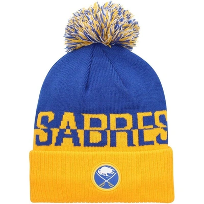 Adidas Originals Men's Royal, Yellow Buffalo Sabres Cold. Rdy Cuffed Knit Hat With Pom In Royal,yellow