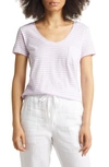 Caslon Rounded V-neck T-shirt In Purple- White Brooke Stripe
