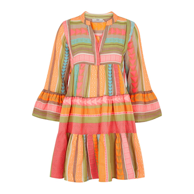 Devotion Ella Embroidered Stretch-cotton Mini Dress In Multicoloured