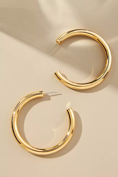 Anthropologie Gold Tube Hoop Earrings
