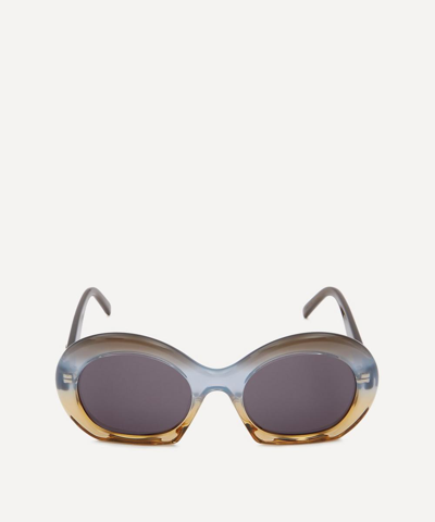 Loewe Logo Vintage Round Acetate Sunglasses In Dark Brown