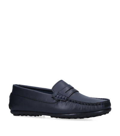 Papouelli Leather Felix Loafers In Navy