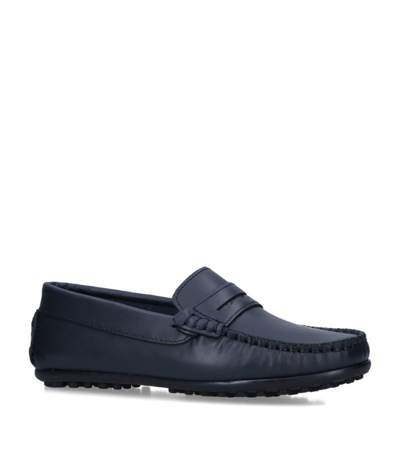 Papouelli Kids'  Leather Felix Loafers In Navy