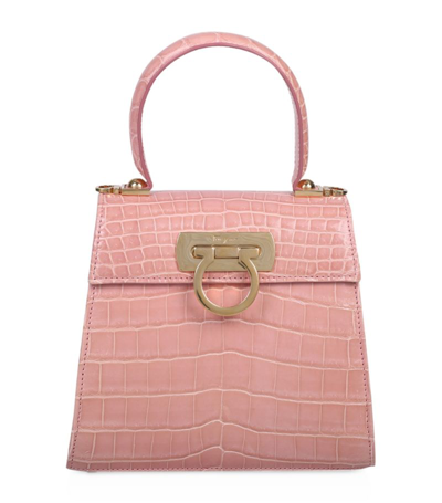 Ferragamo Crocodile Leather Creations Mini Bag In Pink