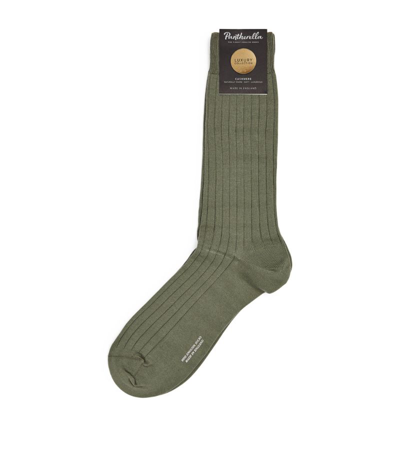 Pantherella Sea Island Cotton-blend Socks In Green
