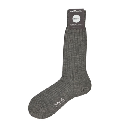 Pantherella Wool-blend Ribbed Socks In Grey