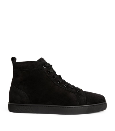Christian Louboutin Louis Orlato Suede High-top Sneakers In Black
