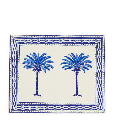 Les-ottomans Palm Tree Placemat (40cm X 50cm) In Blue