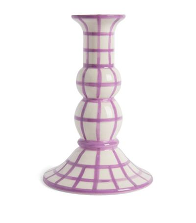 Vaisselle Lumiere Gingham Candle Holder In Lilac
