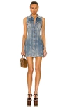 SAINT LAURENT SLEEVELESS DENIM MINI DRESS