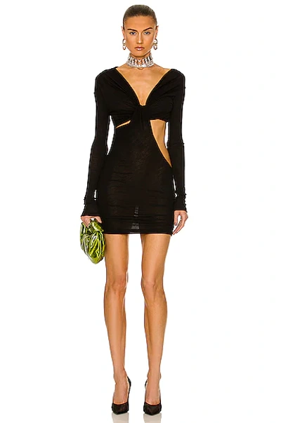 Laquan Smith Off Shoulder Dress With Cut Out Black