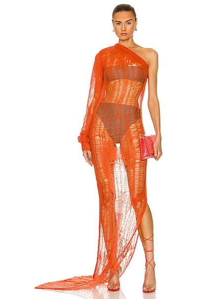orange rick owens dress Orange Hollywood Taco Maxi Dress by Rick Owens DRKSHDW on Sale