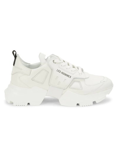 Les Hommes Men's Chunky Low-top Leather Trainers In White