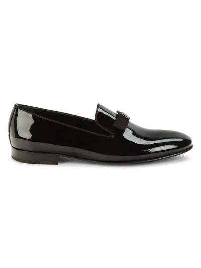 Roberto Cavalli Men's Bow Patent Leather Smoking Slippers In Black