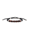 ESQUIRE MEN'S STERLING SILVER, RED TIGER EYE & BLACK ONYX BOLO BRACELET