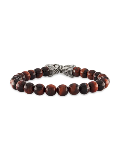 Esquire Sterling Silver & Red Tiger Eye Bracelet
