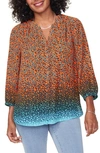 Nydj High/low Crepe Blouse In Ombre Reef