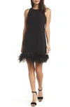 Chelsea28 Feather Hem Sheath Dress In Black