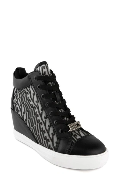 Juicy Couture Women's Jorgia Wedge Lace-up Sneakers In B-black Smooth/