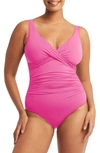 Sea Level Cross Front One-piece Swimsuit In Hot Pink