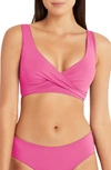 Sea Level Cross Front Multifit Bikini Top In Hot Pink