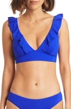 Sea Level Frill Bikini Top In Cobalt