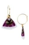 Gas Bijoux Bermude Feather Hoop Earrings In Purple Mix