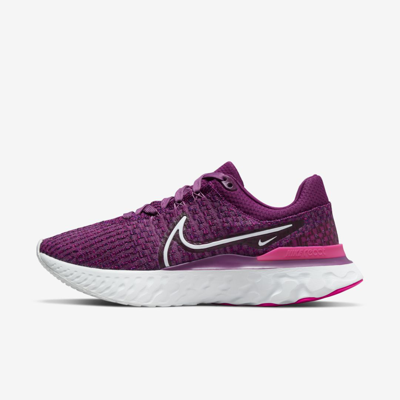 Nike React Infinity Run Flyknit 3 Sneakers In Purple In Pink/light Bordeaux/white