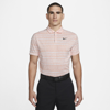 Nike Men's Dri-fit Adv Tiger Woods Striped Golf Polo In Pink