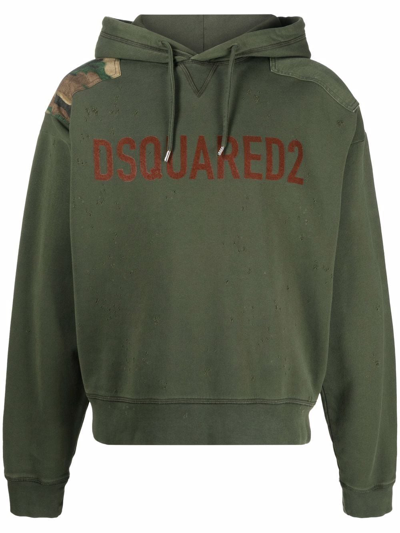 Dsquared2 Logo-print Cotton Hoodie In Green