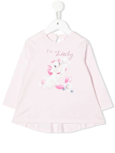 Monnalisa Babies' Marie-motif Cotton T-shirt In Pink