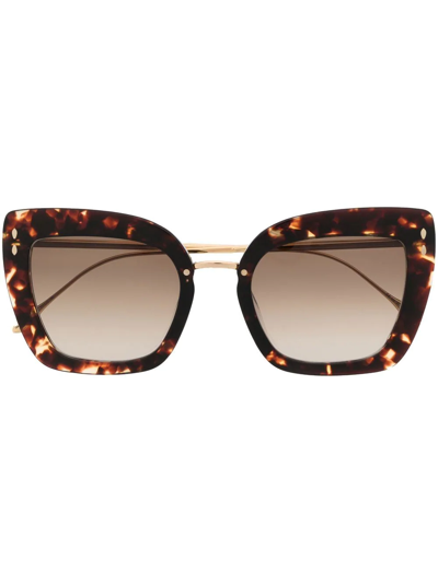 Isabel Marant Eyewear Tortoiseshell-effect Tinted Sunglasses In Braun