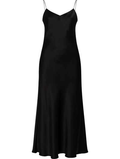 Asceno Lyon Maxi Slip Dress In Schwarz