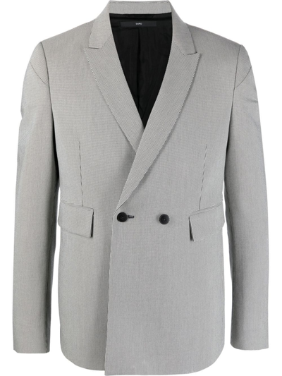 Sapio Double Breast Cotton Satin Jacket In Grey