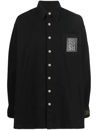 Raf Simons Logo-patch Long-sleeve Shirt In Black