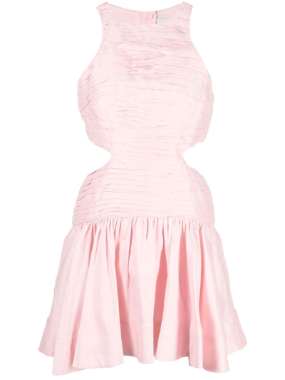 Aje Introspect Cut-out Linen-blend Mini Dress In Rose