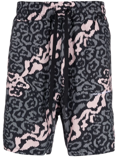 Vision Of Super Camouflage Print Shorts In Black