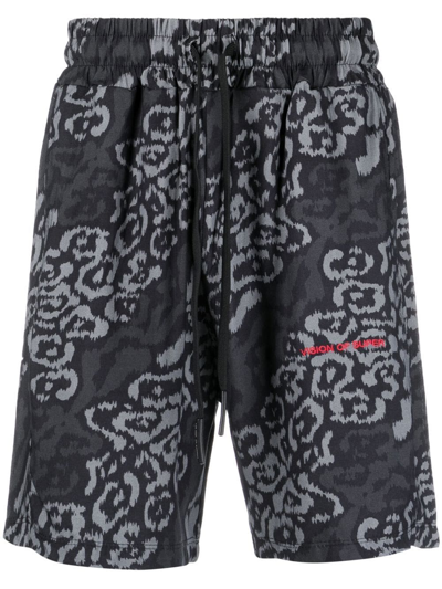 Vision Of Super Leopard-print Deck Shorts In Black