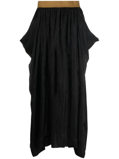 Uma Wang Side-draped Maxi Skirt In Black