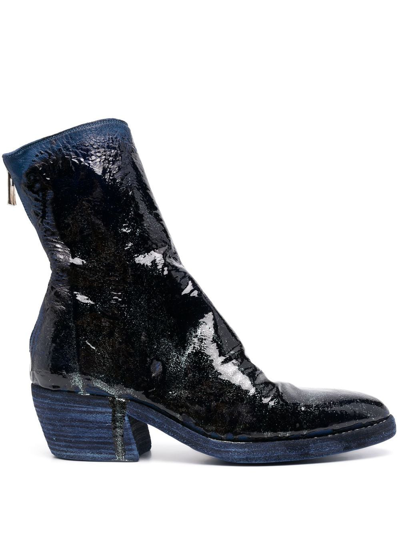 Guidi Painted Patent Leather Boots In Blue