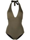 Fisico Cristina Ferrari Reversible V-neck One-piece In Grün