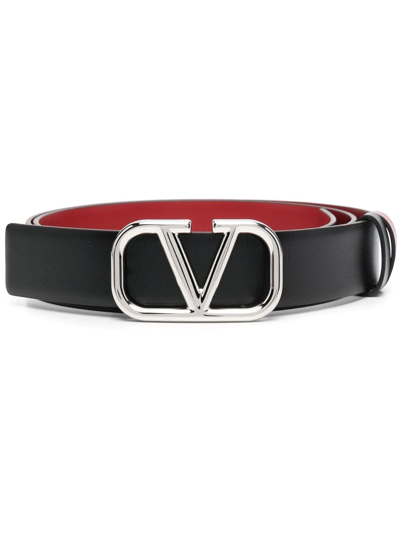 Valentino Garavani Vlogo Signature Buckle-fastening Belt In Black