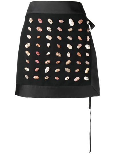 Kiko Kostadinov Black Bells Mini Skirt In Ink Black/metal Blac