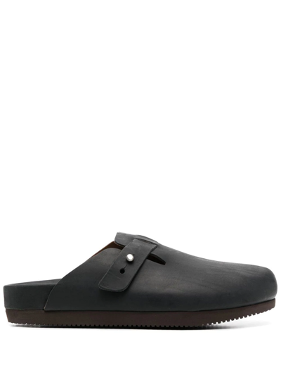 Buttero Slip-on Leather Clog Sandals In Black